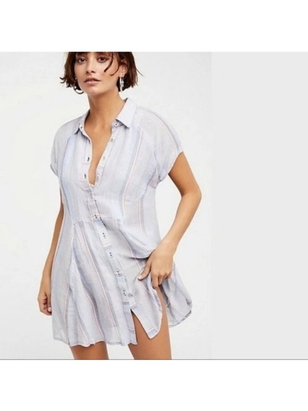 Free People New Spring Love Oversized Cotton Blend Lightweight Blouse S